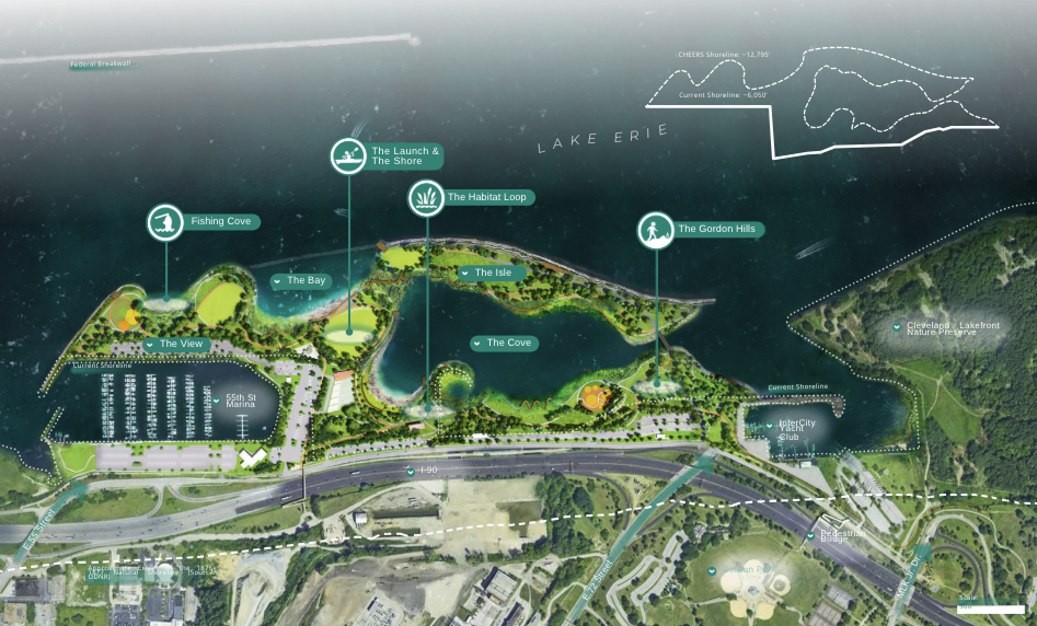 Map of Cleveland East Side Shoreline